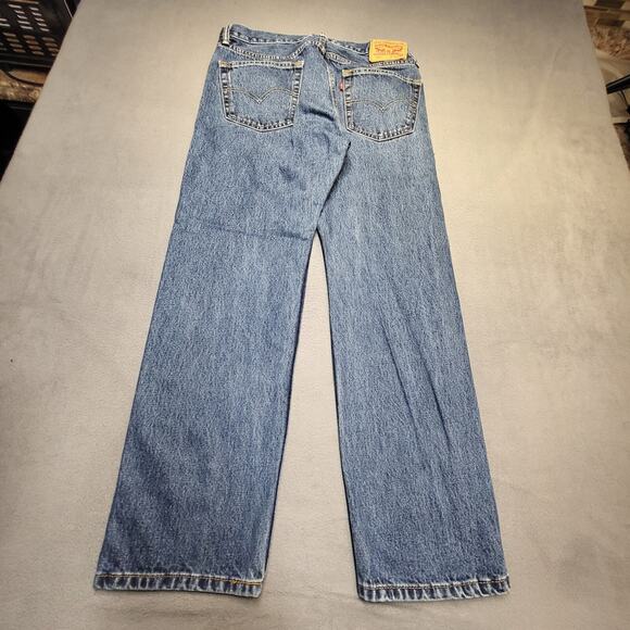 Levi's 505 Jeans Mens 34x29 Blue Regular Fit Straight Leg Denim Distressed - Picture 9 of 10